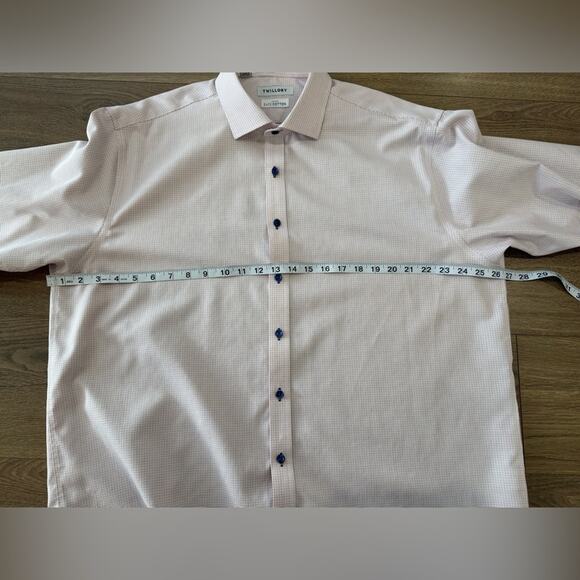 Twillory Non-Iron Safe Cotton Orange Blue Pin Dot Button Up Shirt Sz 17.5 34/35 - Picture 9 of 10